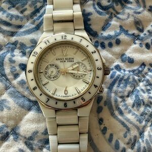 Anne Klein Stainless Steel Watch with White Band